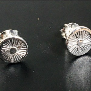 Sunburst earrings, sterling silver stud earrings, handcrafted image 5