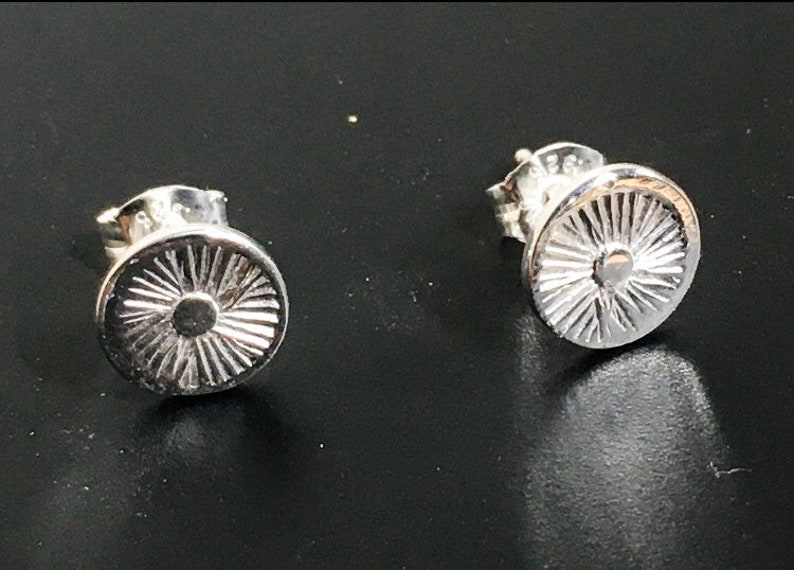 Sunburst earrings, sterling silver stud earrings, handcrafted image 5
