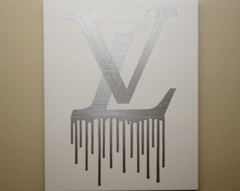 Louis Vuitton Drip Painting 16x20 LV Inspired Black and 