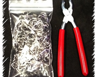 Hog Ring Pliers & 3/4&quot; Hog Rings for Seat Covers Upholstery plants traps crafts FREE SHIPPING in USA