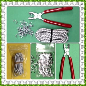 DOLL RESTRINGING KIT Hog Ring Pliers, Hog Rings & 3 yds 5 mm Elastic Cord 18-32&quot;Dolls