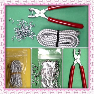 POPPENRESTRINGING-KIT Hog Ring-tang, Hog Rings en 5 yds 5 mm elastisch koord 24-32&quot; poppen