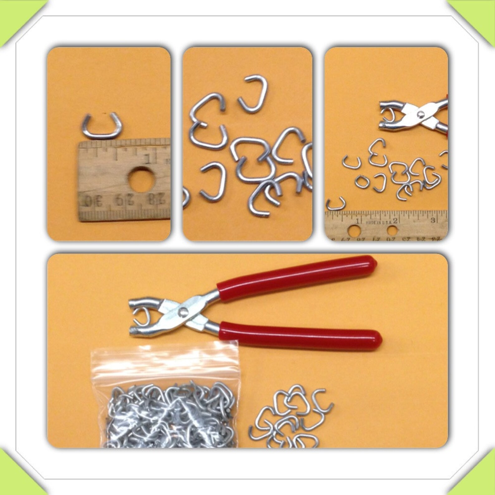 Hog Ring Pliers & 3/8 Hog Rings for Sausage or Meat Casings Also Tags