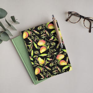 Ambh - Mango Delight Notebook Black,Indian, Southasian, Fruits, Mango, Tropical,Fluros, Brights,Festive Cheer