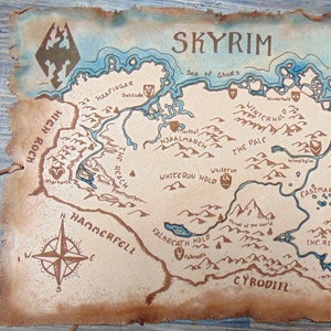 Mapa de Skyrim en cuero