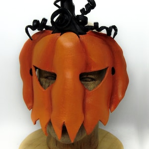 Leather Pumpkin Jack-O-Lantern Mask