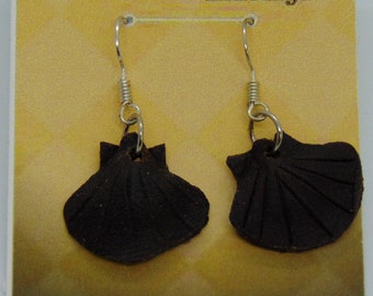 Leather Dangle Shell Earrings