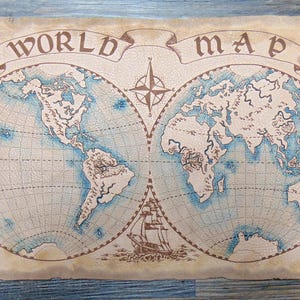 Mapa del mundo de cuero