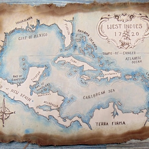 Mapa de cuero de las Indias Occidentales y el Caribe
