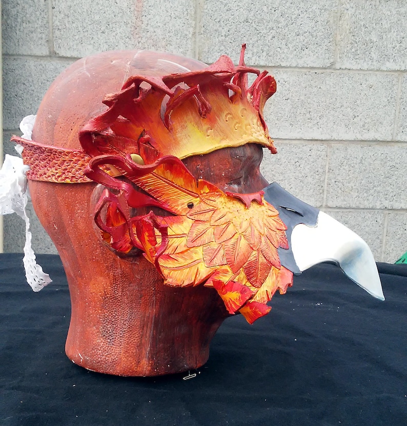 Eyeglass Compatible Leather phoenix Mask