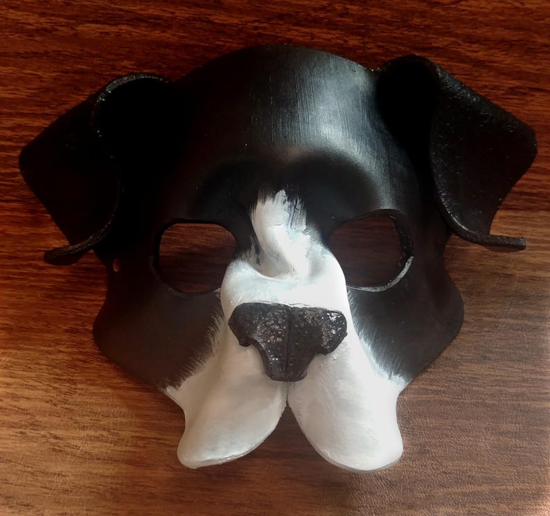 Leather Puppy Mask Black and White