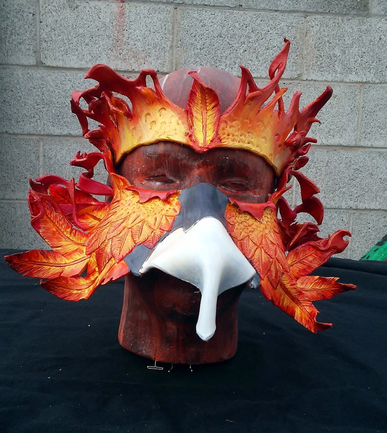 Eyeglass Compatible Leather phoenix Mask