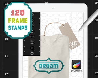 120 Frame Brushes for Procreate - Label Stamp Brushes for Procreate / Frames Procreate Brushset / iPad Pro / Instant Download