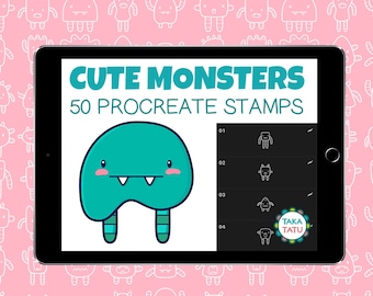 Cute Monsters Procreate Stamp Brush - Monster Stamp Brush / Cute Creature Stamp Brush for iPad Procreate / Digital Brush for Procreate