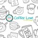 Coffee Love Digital Stamp Pack - Black and White Clip Art / Coffee Line ...