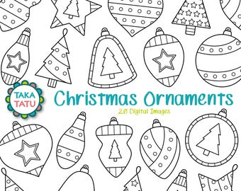 Christmas Ornaments Digital Stamp - Christmas Ornament Clipart / Baubles Clipart  / Christmas Tree Decoration / Holiday
