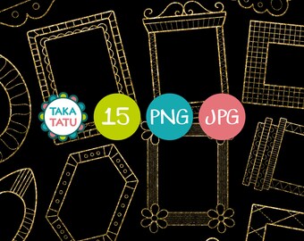 Glitter Frames Clipart - Gold Glitter Frame / Glitter digitale fotolijsten Clipart / Gold Frame / Wedding Clipart / Digital Glitter Frame Clipart