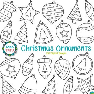 Christmas Ornaments Digital Stamp Christmas Ornament Clipart / Baubles Clipart / Christmas Tree Decoration / Holiday image 1