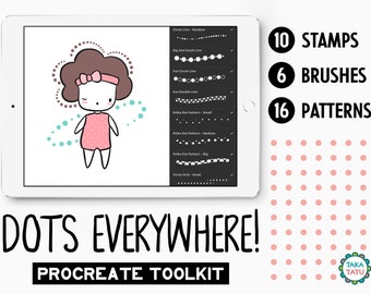 Dots Everywhere Procreate Brush Set - Polka Dots Toolkit for Procreate / Stamp Brushes / Line Brushes / Pattern Brushes - Instant Download