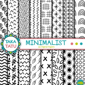 Minimalistisches, handgezeichnetes, druckbares Digitalpapier-Paket - moderne und saubere nahtlose Musterdesigns / Hintergrundgrafik-Ressource