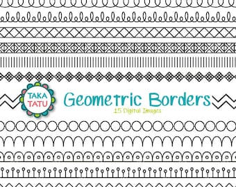 Geometrische Bordüren digitaler Stempel - schwarz weiß Bordüre Clipart / Bordüren Clip Art / Bordüre Line Art / Border Printable