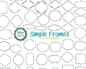 Imágenes Prediseñadas de marcos simples - sello digital de marcos / imágenes prediseñadas de etiquetas / marcos digitales / organizador / Bullet Journal / marcos imprimibles / decorativos