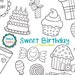 Sweet Birthday Digital Stamp Pack - Black and White Clipart / Birthday ...