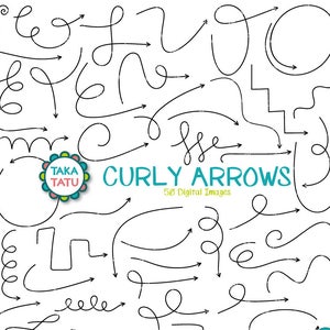 Curly Pfeile Digitaler Stempel - Pfeile Clipart / Pfeil Elemente / Pfeil Kreise / Divider / Locken / Wirbel / Journal / Printable / Doodles
