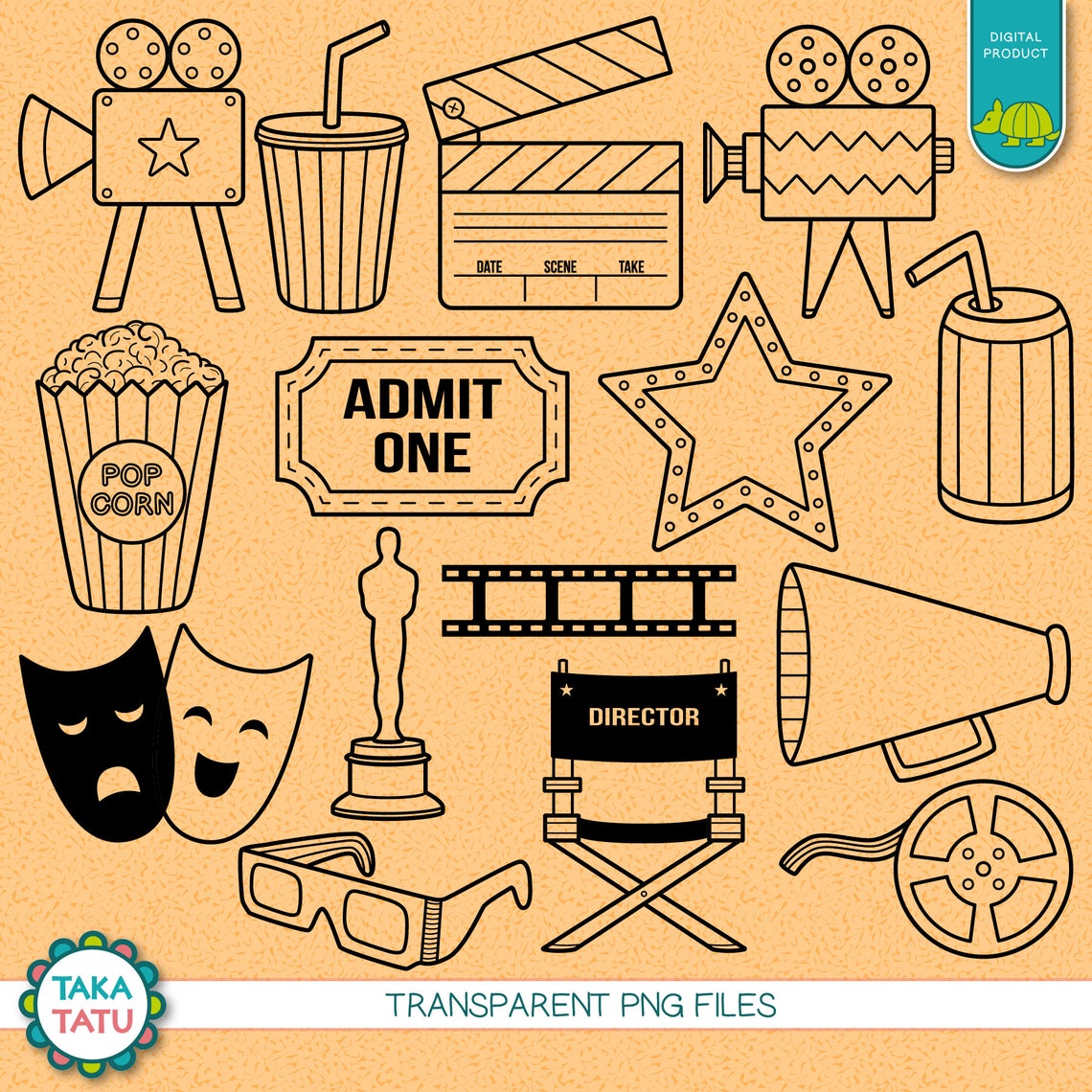 Digitalen Stempel Filme Filme Clipart / Filmabend / Film Etsy.de