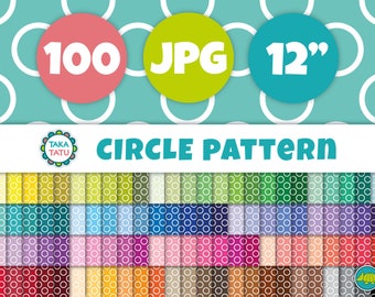 100 White Circles Digital Paper Set / Colorful Rainbow Digital Background for Digital and Printable Projects / Simple Colorful Pattern