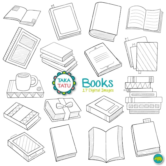 Book Doodles Clipart Digital Stamp Literature Clipart Reading Clipart Study Clipart Reading Doodles Literature Art Line Art Etsy Polska