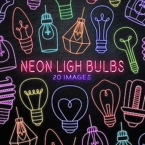Neon Light bulbs Clipart - Neon Lamp Clipart / Neon Light Embellishment for Digital Scrapbooking and Crafts - Digital Image Instant Download