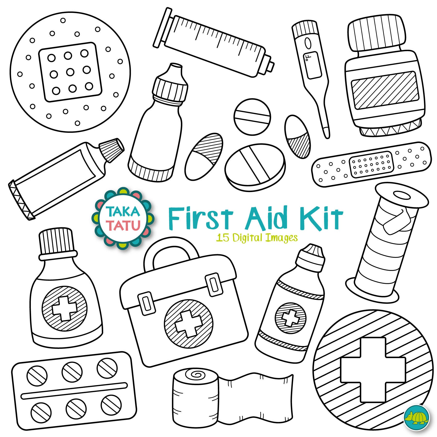 first aid kit coloring pages