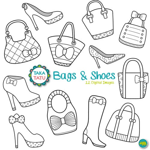 Summer Doodles Digital Stamp Pack Black and White Clipart / - Etsy