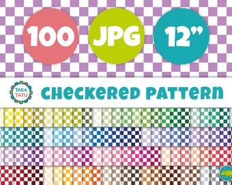 100 Checkered Pattern Digital Set / Checker Digital Paper Background Set / 12 inches Chess Board Seamless Pattern - Instant Download