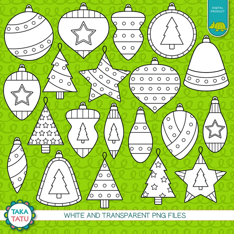 Christmas Ornaments Digital Stamp Christmas Ornament Clipart / Baubles Clipart / Christmas Tree Decoration / Holiday image 3