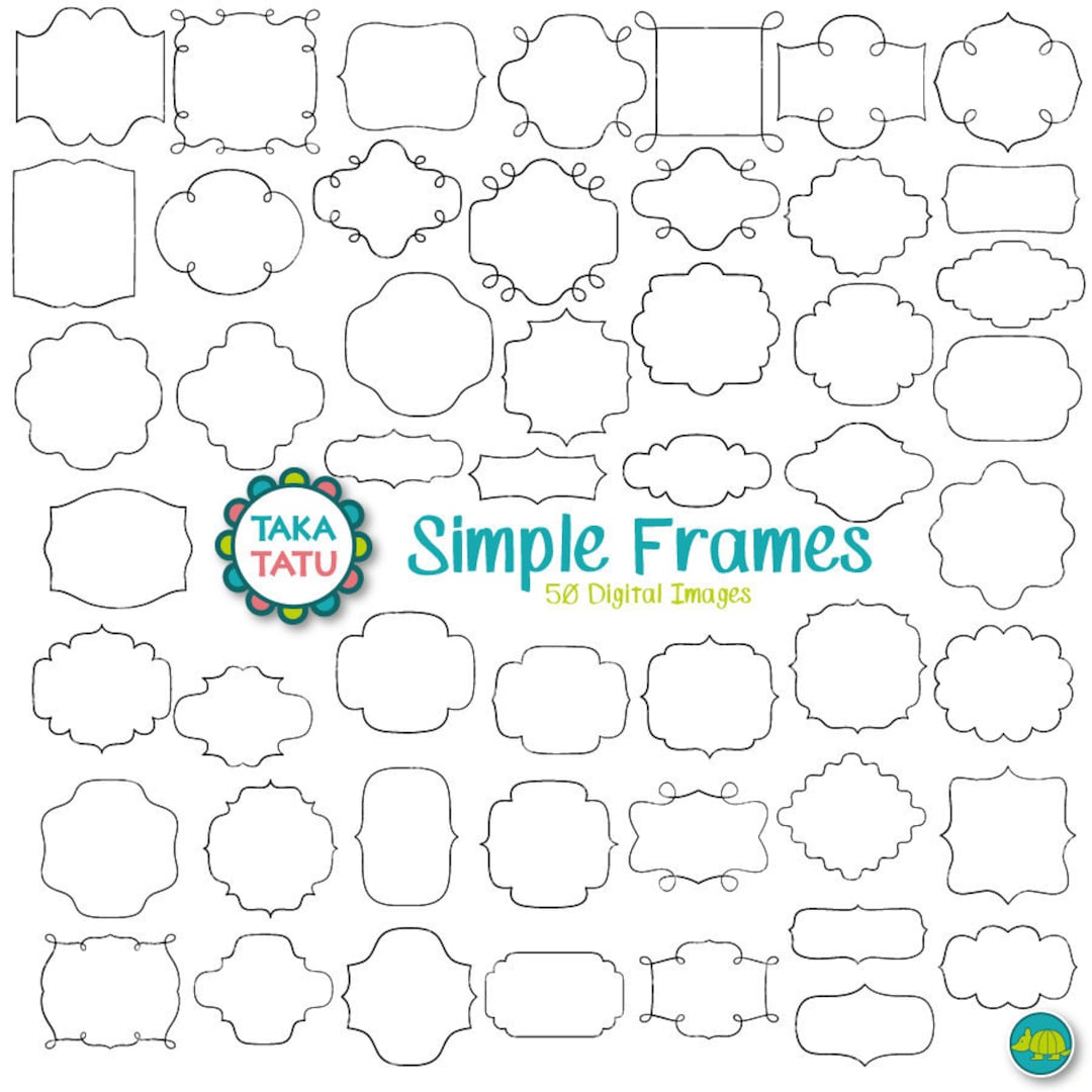 Simple Frame Box For Docs Simple Frames Clipart - Frames Digital Stamp / Label Clipart / Digital ...