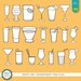 Party Drinks Digital Stamp Pack - Black and White Clipart / Cocktail ...