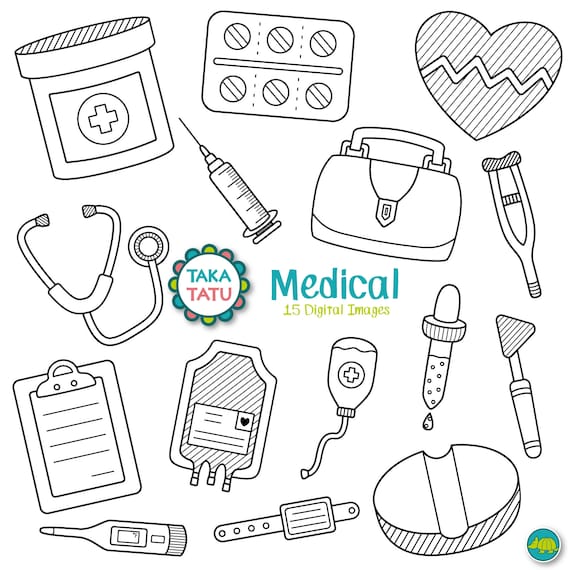 Medical Digital Stamp - Medical Clipart / Doctor Clipart / Health Clipart / Healthcare / Hospital Clipart /  Medicine / Medical Printable