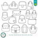Tote Bag Digital Stamp Pack - Black and White Clipart / Purse Clip Art ...