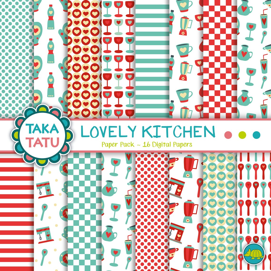 Lovely Kitchen Digital Paper Pack Kitchen Patterns / Kitchen Etsy
