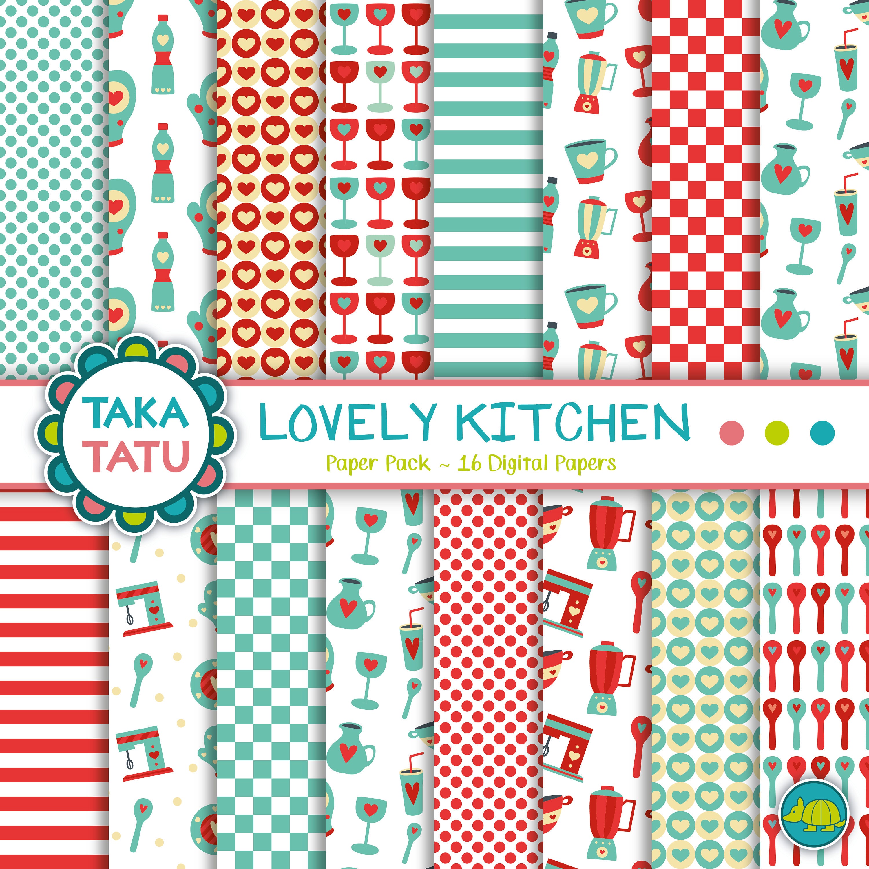 Lovely Kitchen Digital Paper Pack Kitchen Patterns / Kitchen Etsy