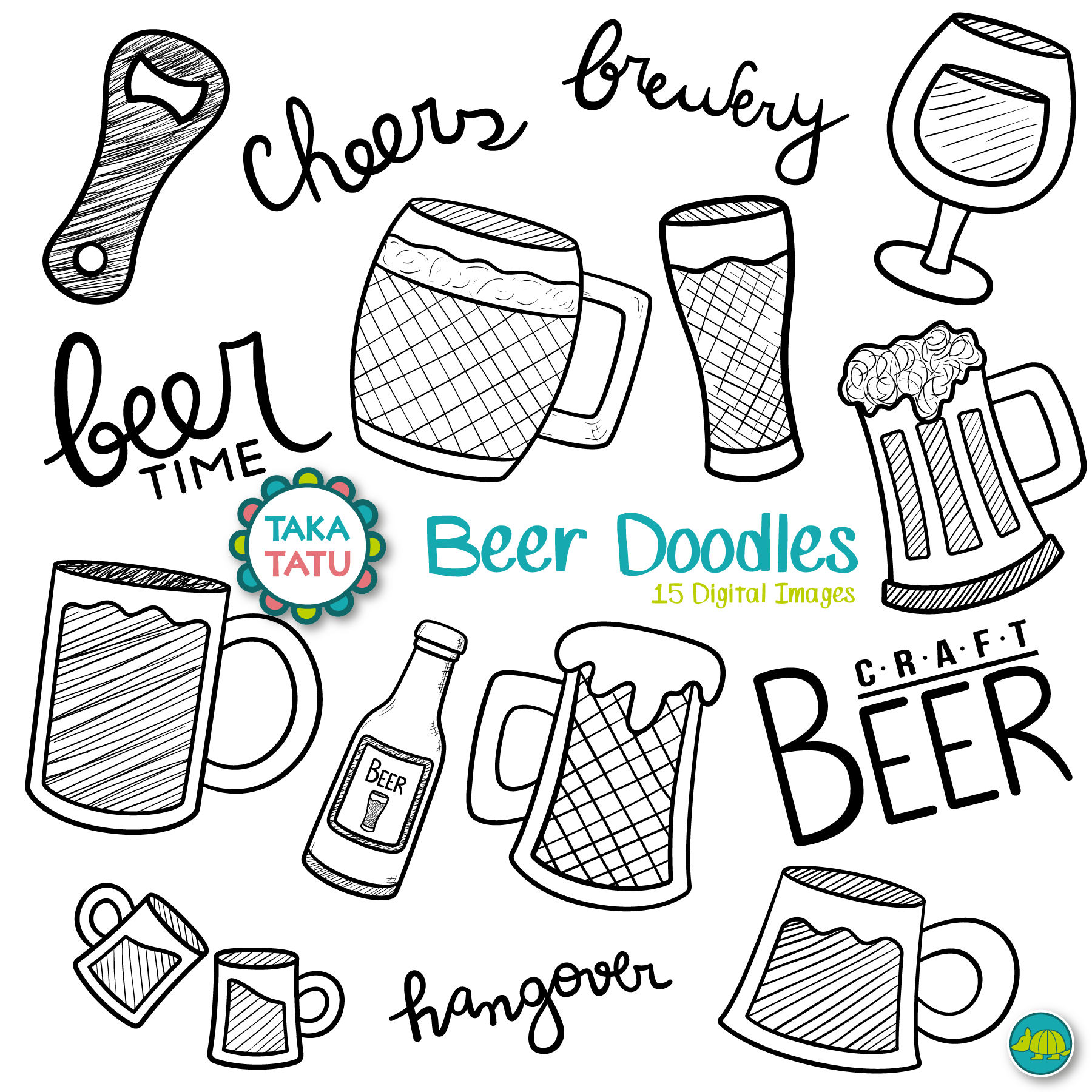Beer Doodles Digital Stamp Beer Doodles Clip Art / Beer Etsy