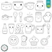 Kawaii Kitchen Digital Stamp Pack - Black and White Clipart / Cute ...