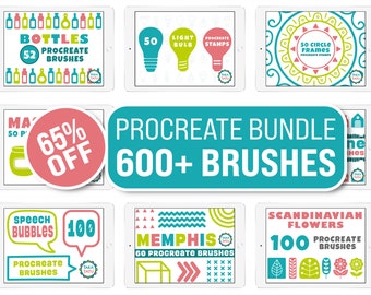 SALE 65% OFF Procreate Bundle - 600+ Digital Stamp Brushes for Procreate / Art Resource for your creative projects - Instant download