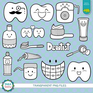 Dentist Digital Stamp - Dentist Clip Art / Black and White Clipart ...