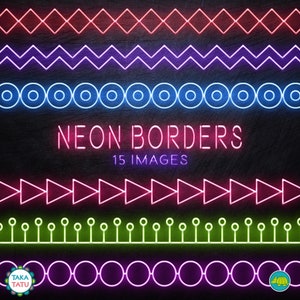Neon Borders Clipart - Neon Clipart / Neon Lights / Neon Digital Embellishment /  Neon Doodles / Digital Scrapbook / Instant Download