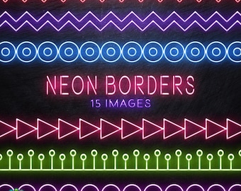 Neon Borders Clipart - Neon Clipart / Neon Lights / Neon Digital Embellishment /  Neon Doodles / Digital Scrapbook / Instant Download