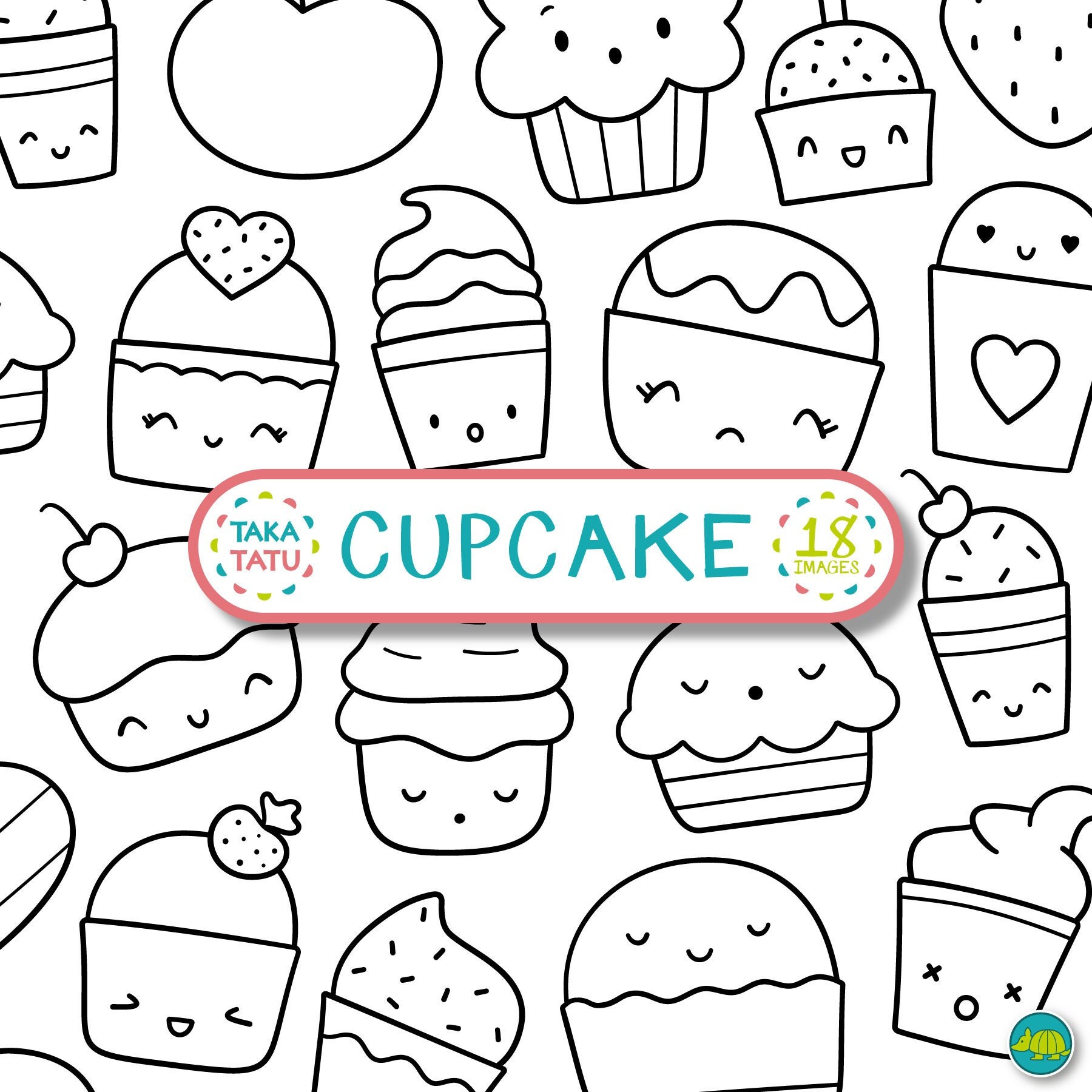 Kawaii Cupcake blanco y negro dibujado a mano línea arte imprimible / sello  digital de Cupcake lindo / dibujado a mano lindo partido Clipart descarga  instantánea - Etsy México, image size:1800x1800