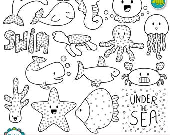 Under The Sea Digital Stamp Sea Clipart Sea Animals Clip Etsy Uk